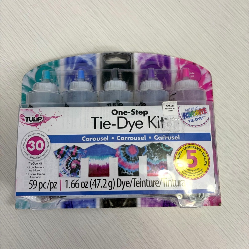 Tulip One-Step Tie-Dye Kit 5 Colors 1.66 oz 5 Refill Packets - 59 Pieces NEW